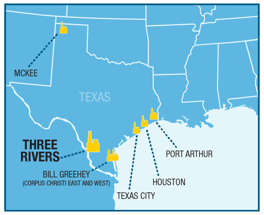 Three Rivers Oil Refinery Locations Valero